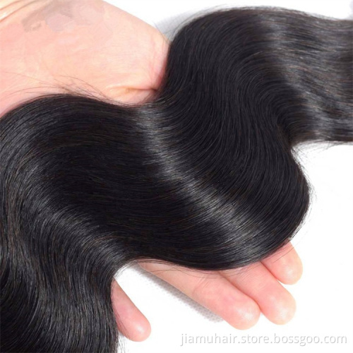 Natural Color Brazilian Body Wave Human Hair Bundles Remy Hair Weave Weft Extensions Black